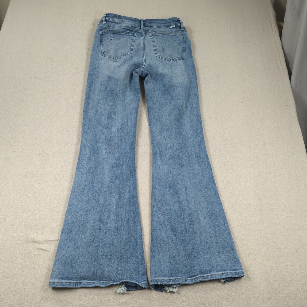 Risen Jeans Womens 30 Blue Distressed Flare Stretch Boho Hippie - Picture 13 of 16